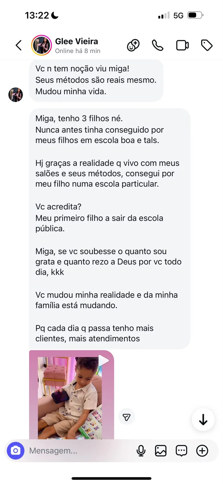 Depoimento de aluna da Lua Glow