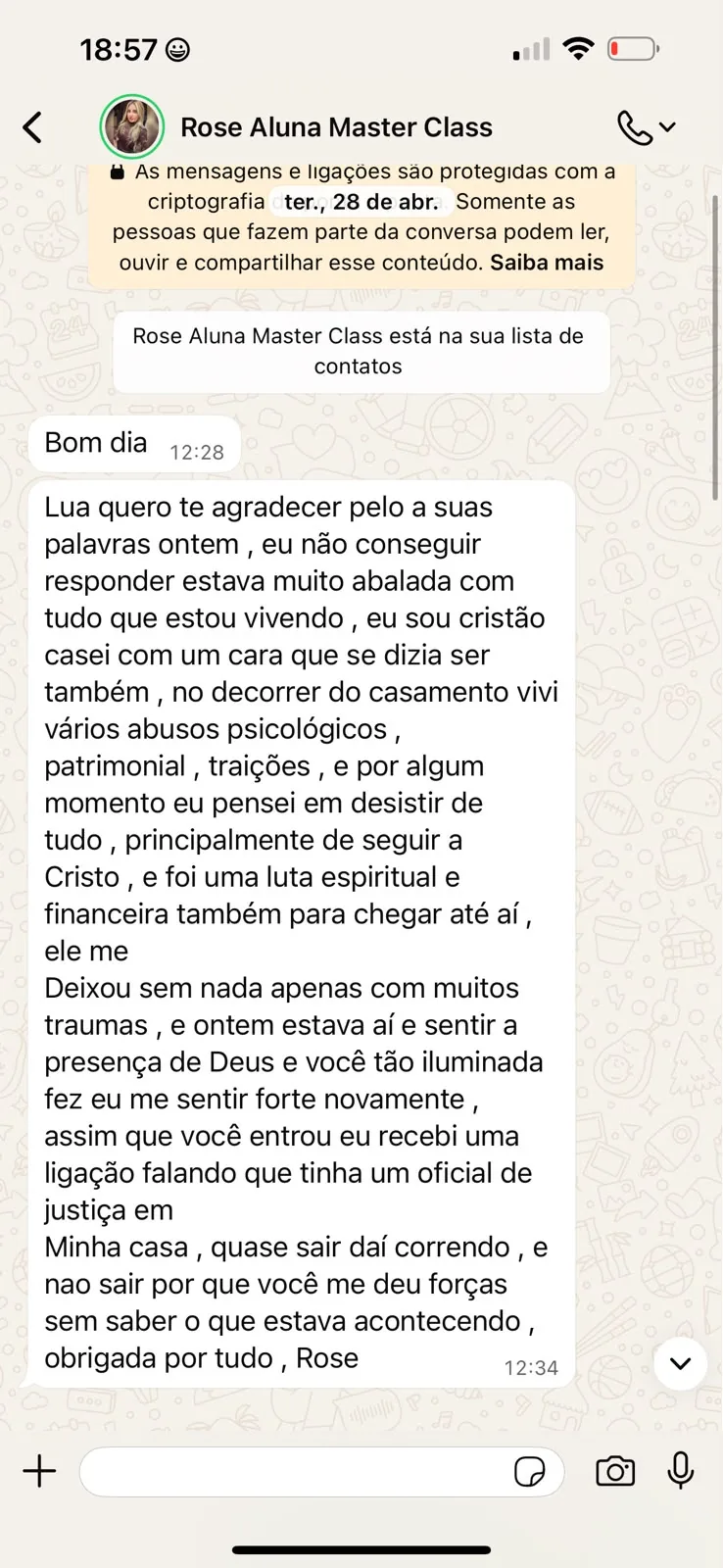 Depoimento de aluna da Lua Glow