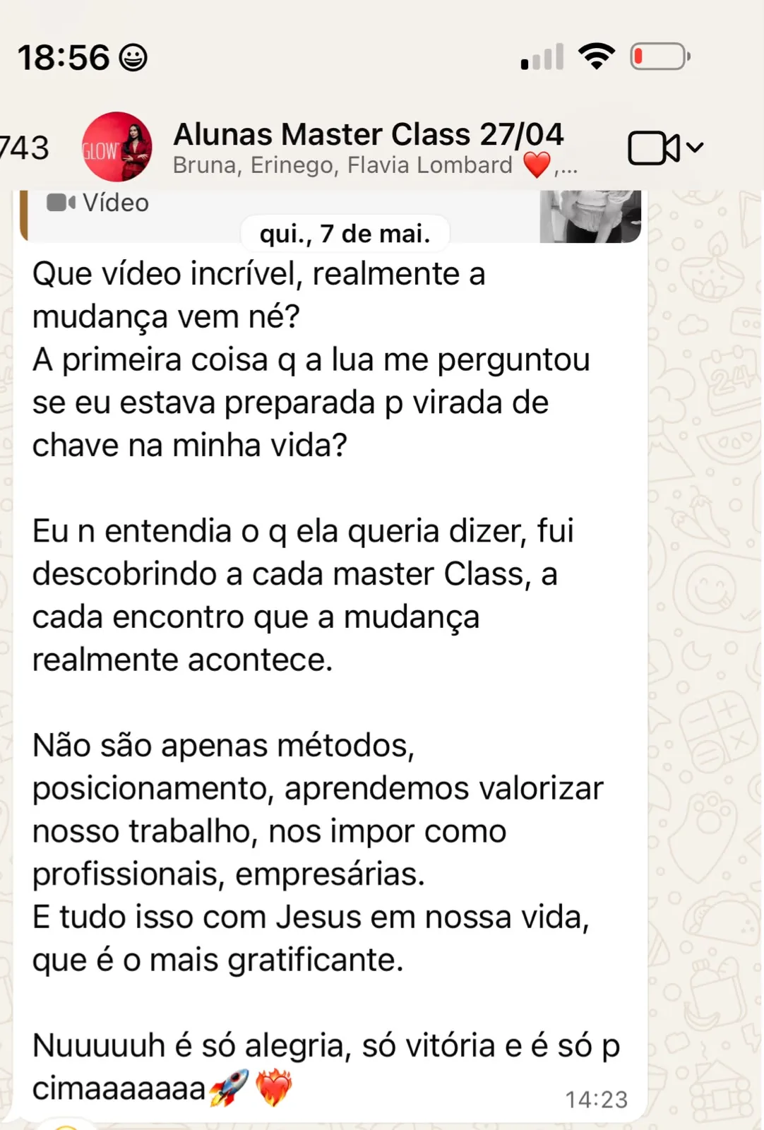 Depoimento de aluna da Lua Glow
